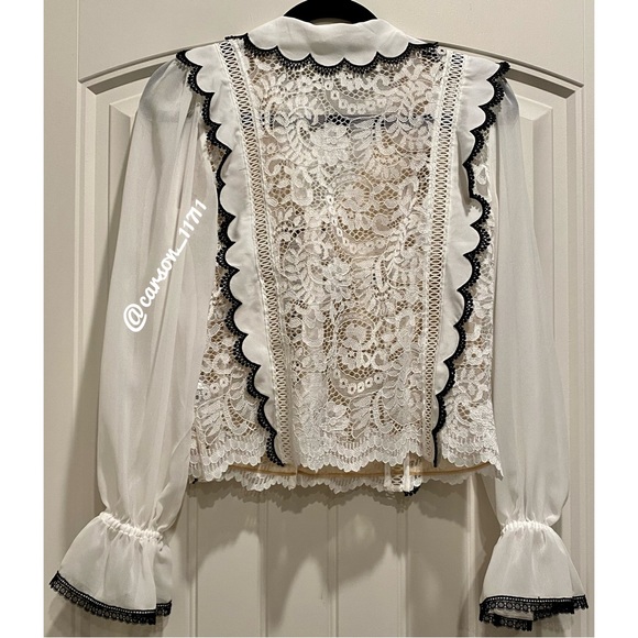 NEW Self Portrait Cord Lace Collar Bow Shirt US2 - Picture 5 of 9